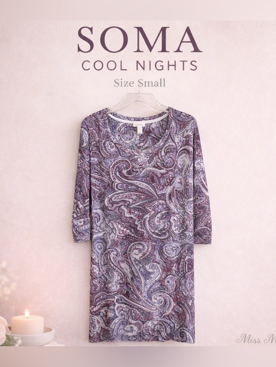 Soma Other - Soma Paisley Luxury Nightgown Small Soft Rayon Stretch Elegant Sleep Dress